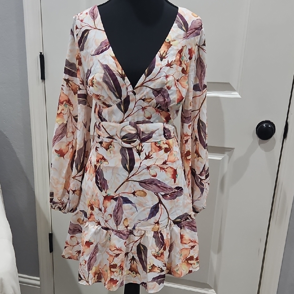 Casa Bella  Floral V neck Long Sleeve Dress Easter